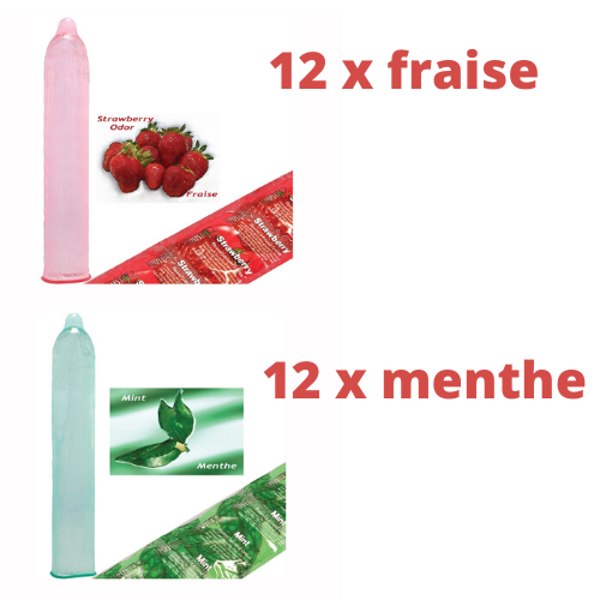 Image de Condom Trustex pqt 24 (12 x Fraise) (12 x Menthe)