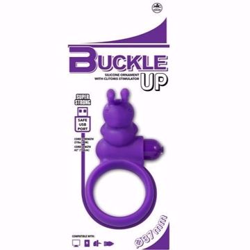 Image de B-Buckle Up Silicone Cock Ring with Clitoral Stimulator, Purple