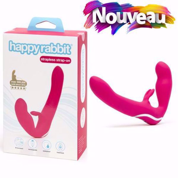 Picture of Happy Rabbit - Strapless Strap On Rabbit Vibe Pink