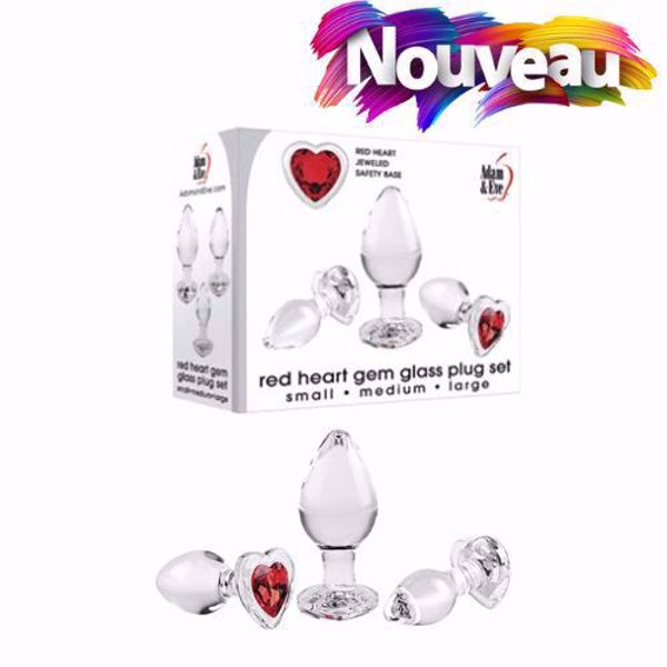 Picture of Red Heart Gem Glass Plug Set