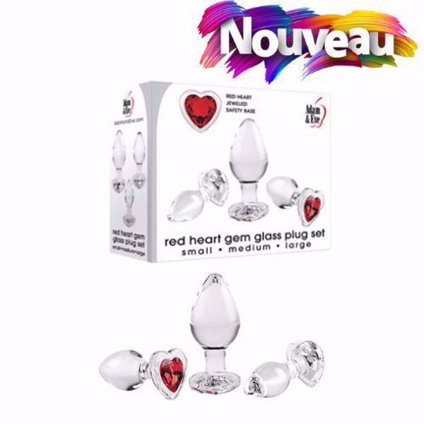 Image de Red Heart Gem Glass Plug Set