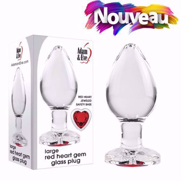 Picture of Red Heart Gem Glass Plug - Large