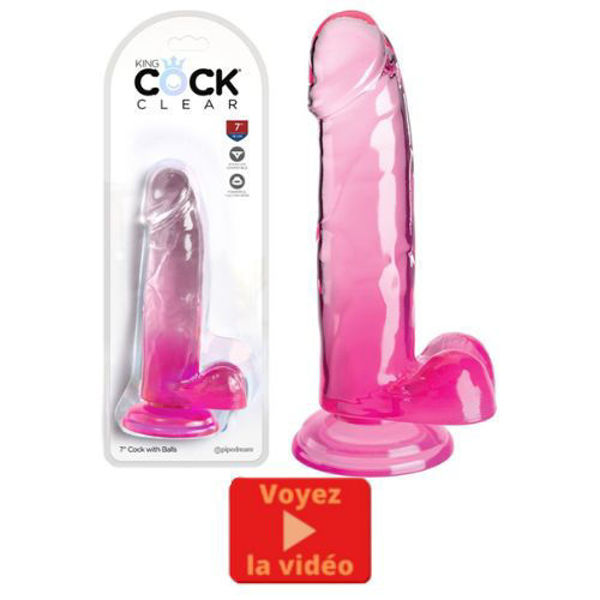 Image de King Cock Clear 7" With Balls - Pink