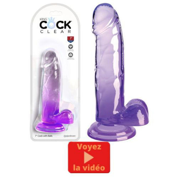 Picture of King Cock Clear 7" With Balls - Purple