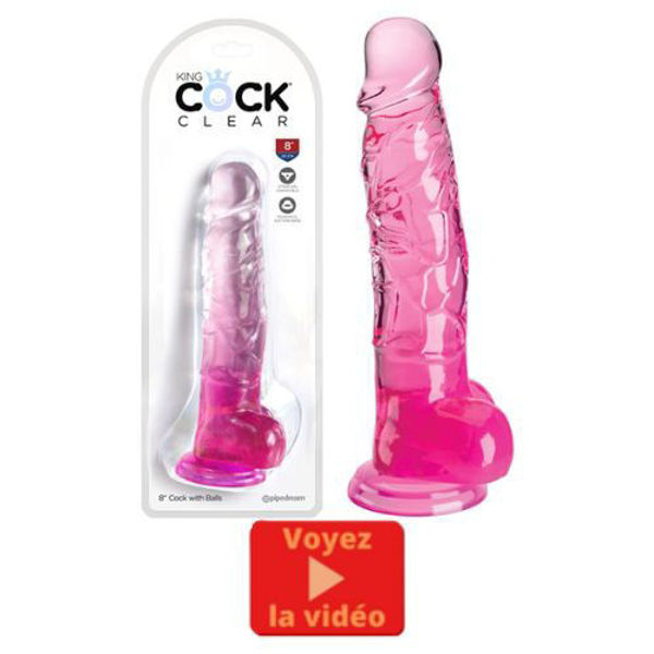 Picture of King Cock Clear 8" With Balls - Pink