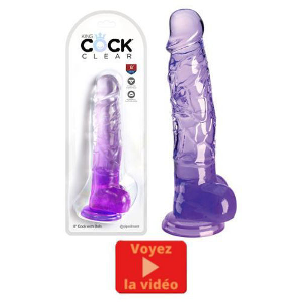 Image de King Cock Clear 8" With Balls - Purple