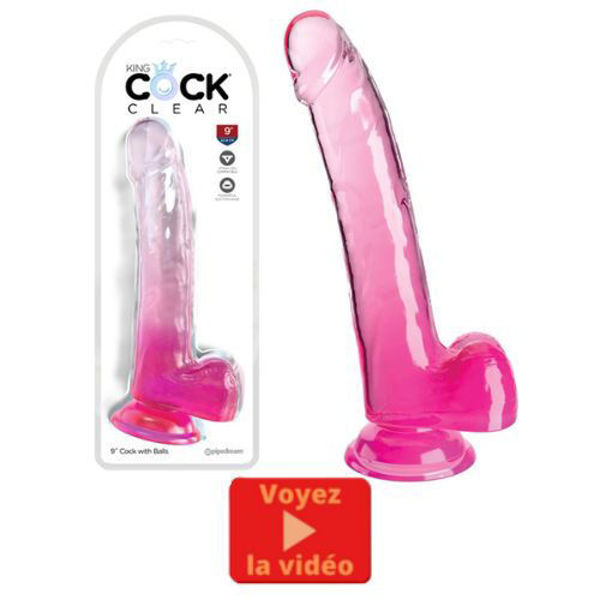 Image de King Cock Clear 9" With Balls - Pink