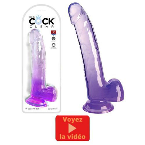 Image de King Cock Clear 9" With Balls - Purple