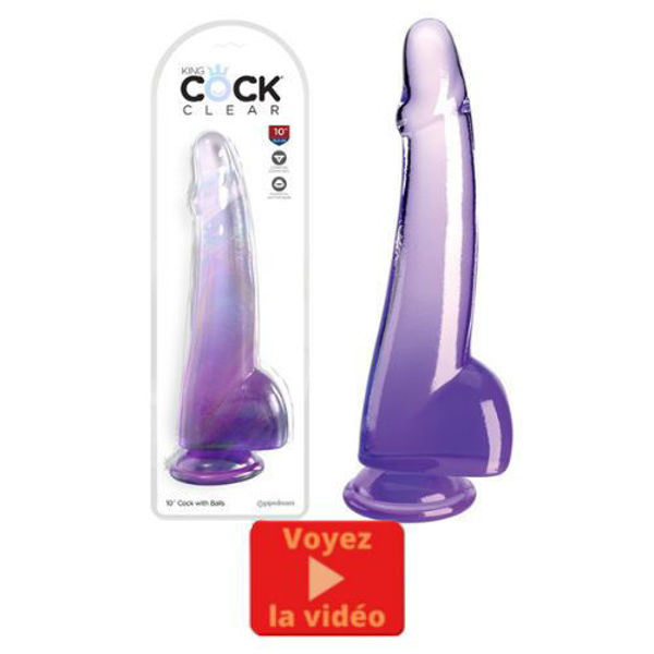 Picture of King Cock Clear 10" With Balls - Purple