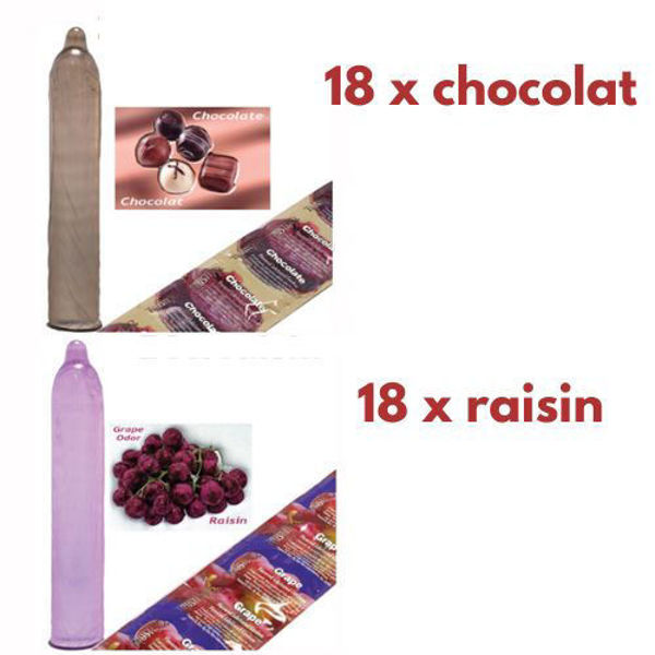 Image de Condom Trustex pqt 36 (18 x chocolat) (18 x raisin)